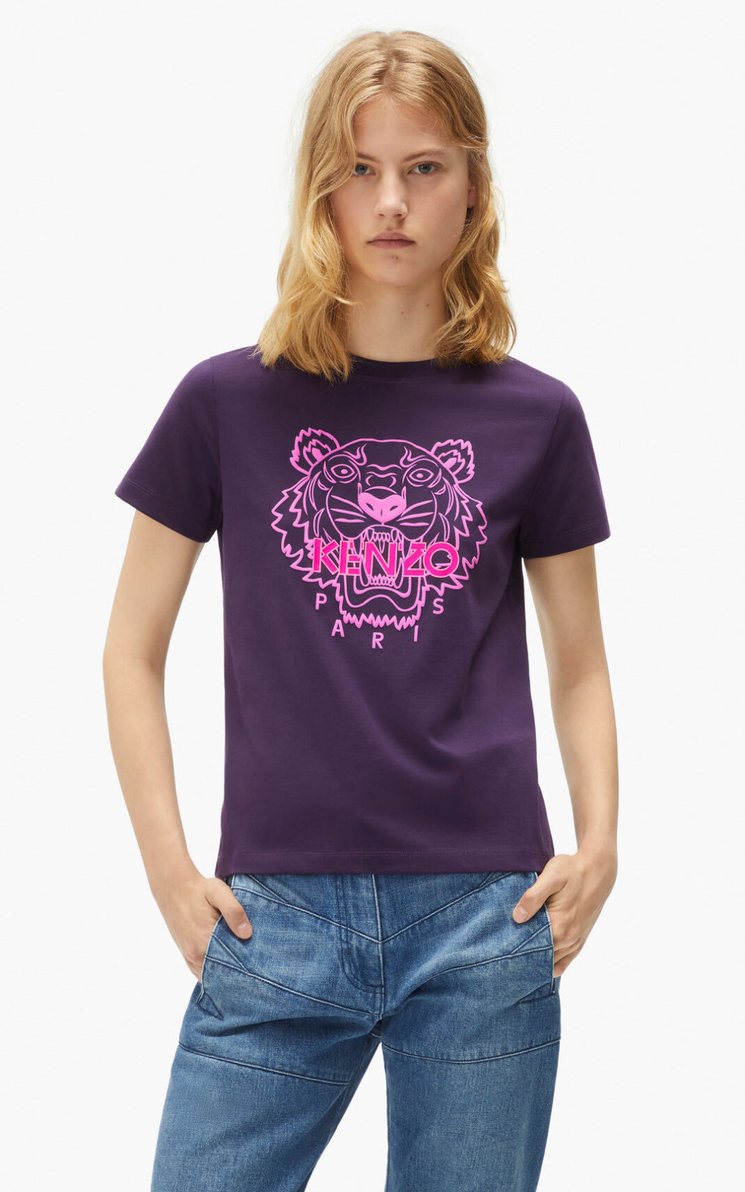 Kenzo 虎 Tシャツ レディース 紫 - VSJADH720